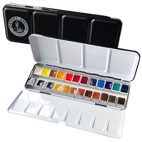 watercolor metal box set|Daniel Smith Color Hand Poured Pan Set with .